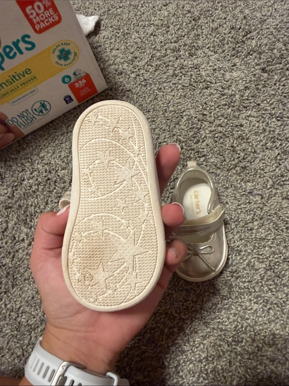 Carter's Shimmery Silver Mary Jane Baby Shoes